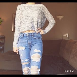 Grey Cropped Sweater